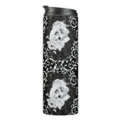 Gotisches Design mit Skullen und schwarzen Rose Thermosbecher (Nach rechts gedreht)