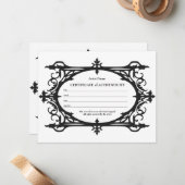 Gotisches Echtheitszeugnis für die Kunst Mitteilungskarte (Vorderseite/Rückseite Beispiel)