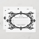 Gotisches Echtheitszeugnis für die Kunst Mitteilungskarte (Vorne/Hinten)