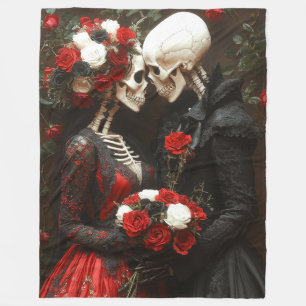 Gotisches Elegantes Skeleton Bride & Groom Black & Fleecedecke