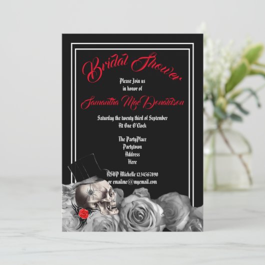 Gotisches, Felsen- oder Radfahrerschwarzes Einladung (Stehend Vorderseite)