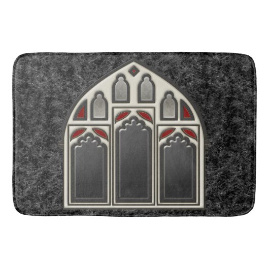 Gotisches Fenster mit Skeletten und Fledermäusen a Badematte (Vorderseite)