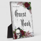 Gotisches Gästebuchzeichen mit Schädel und Rose Fotoplatte (Seite)