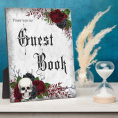 Gotisches Gästebuchzeichen mit Schädel und Rose Fotoplatte (Seite)