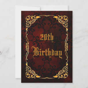 Gotisches Goldgerahmter 20. Geburtstag Einladung