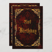 Gotisches Goldgerahmter 21. Geburtstag Einladung (Vorne/Hinten)