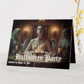 Gotisches Halloween-Bankett in Candlelight Karte (Gelbe Blume)