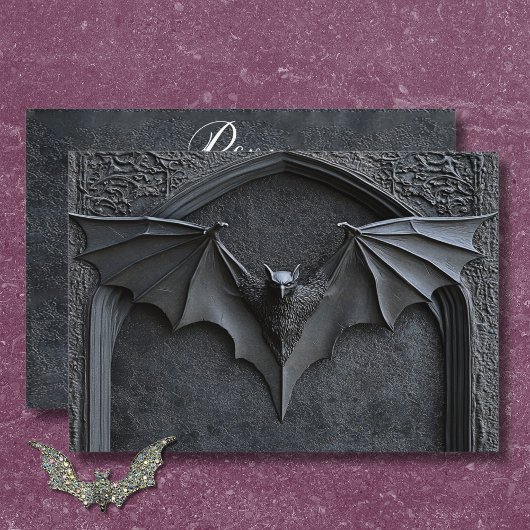 Gotisches Halloween Black Bat & Arch Wedding Dinne RSVP Karte