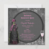 Gotisches Halloween-Braut-Shabby Chic Bachelorette Einladung (Rückseite)