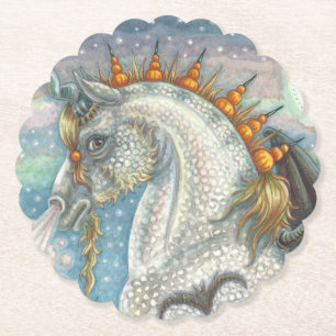 GOTISCHES HALLOWEEN-EINHORN MIT FLEDERMAUSFLÜGELN, UNTERSETZER