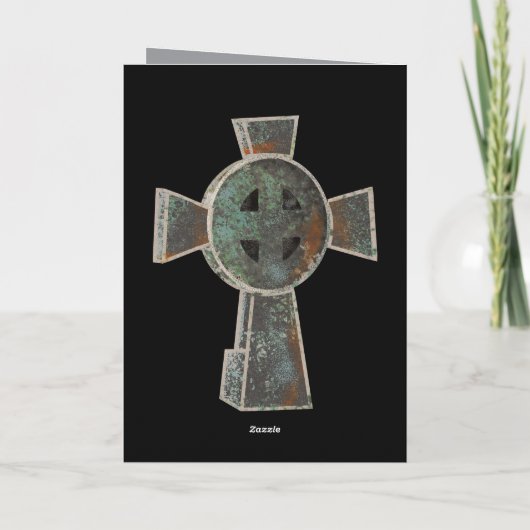 Gotisches Halloween-Friedhofskopfsteinkreuz Zeichn Karte (Rückseite)