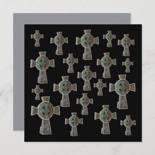 Gotisches Halloween-Friedhofskopfsteinkreuz Zeichn Karte (Vorne/Hinten)