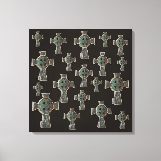 Gotisches Halloween-Friedhofskopfsteinkreuz Zeichn Leinwanddruck (Vorderseite)