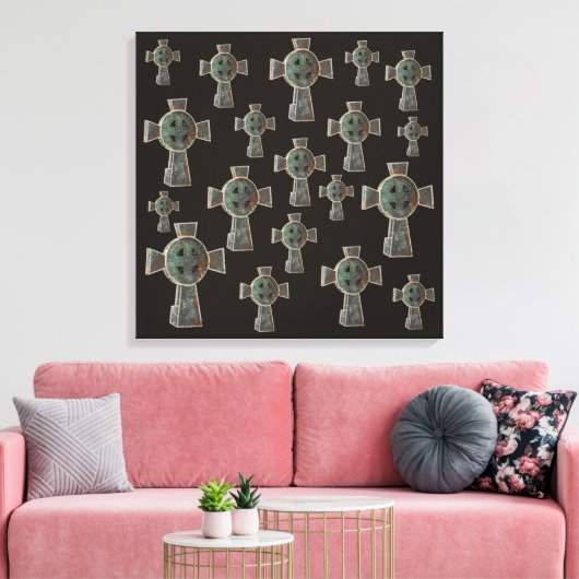 Gotisches Halloween-Friedhofskopfsteinkreuz Zeichn Leinwanddruck (Insitu (Wohnzimmer))