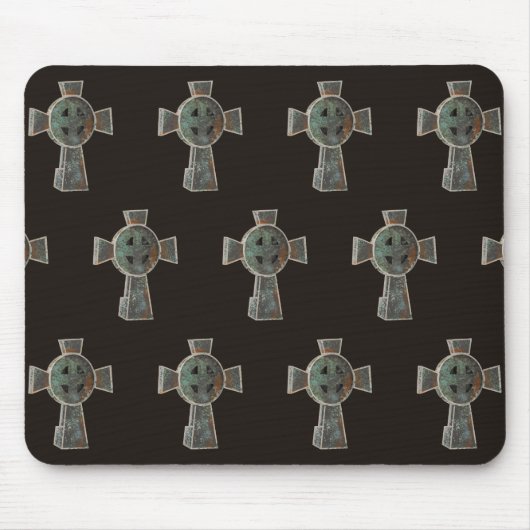 Gotisches Halloween-Friedhofskopfsteinkreuz Zeichn Mousepad (Vorne)