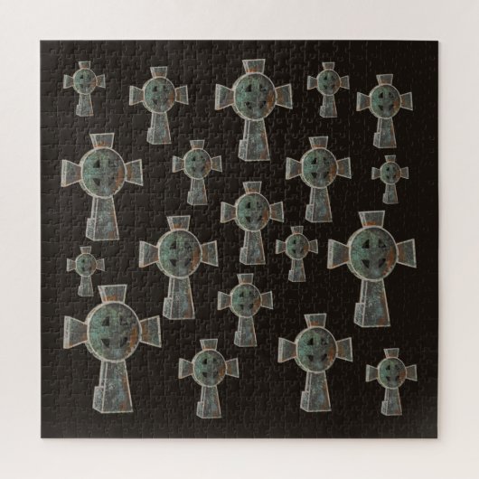 Gotisches Halloween-Friedhofskopfsteinkreuz Zeichn Puzzle (Vertikal)