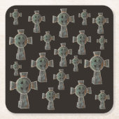 Gotisches Halloween-Friedhofskopfsteinkreuz Zeichn Rechteckiger Pappuntersetzer (Vorderseite)