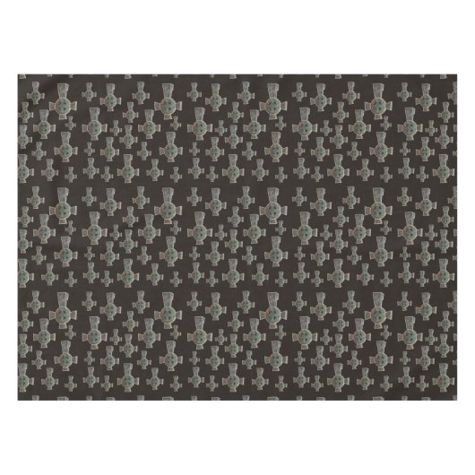 Gotisches Halloween-Friedhofskopfsteinkreuz Zeichn Tischdecke (Vorderseite (Horizontal))
