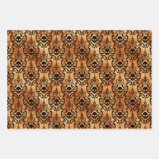 Gotisches Halloween-Kupfer und Schwarzes Set von 3 Geschenkpapier Set (Vorderseite 2)