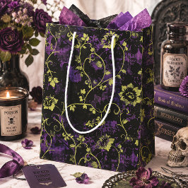 Gotisches Halloween-lila botanisches Muster Mittlere Geschenktüte