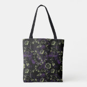 Gotisches Halloween-lila botanisches Muster Tasche (Rückseite)