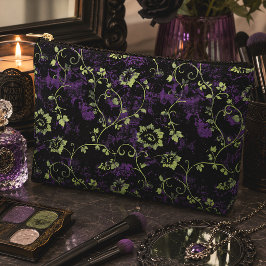 Gotisches Halloween-lila botanisches Muster Zubehörtasche