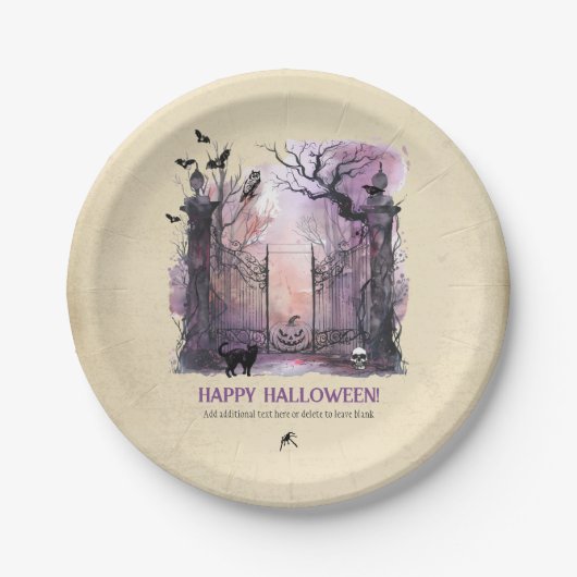 Gotisches Halloween-Party Wasserfarbe Pappteller (Vorderseite)