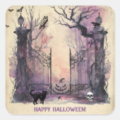 Gotisches Halloween-Party Wasserfarbe Quadratischer Aufkleber (Vorderseite)