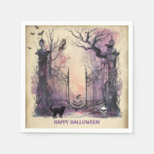 Gotisches Halloween-Party Wasserfarbe Serviette (Vorderseite)