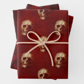 Gotisches Halloween: Rote Streifen, Schädel und Da Geschenkpapier Set (Beispiel)