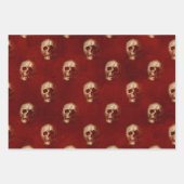 Gotisches Halloween: Rote Streifen, Schädel und Da Geschenkpapier Set (Vorderseite)