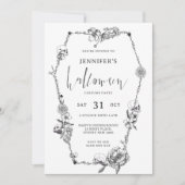 Gotisches handgezeichnetes Halloween-Party Einladung (Vorderseite)