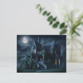 Gotisches Herrenhaus unter Vollmond mit Fledermäus Postkarte (Stehend Vorderseite)