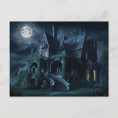 Gotisches Herrenhaus unter Vollmond mit Fledermäus Postkarte (Vorderseite)