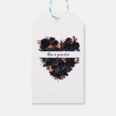 Gotisches Herz aus schwarzen Blume. Dunkle Romanti Geschenkanhänger (Rückseite)