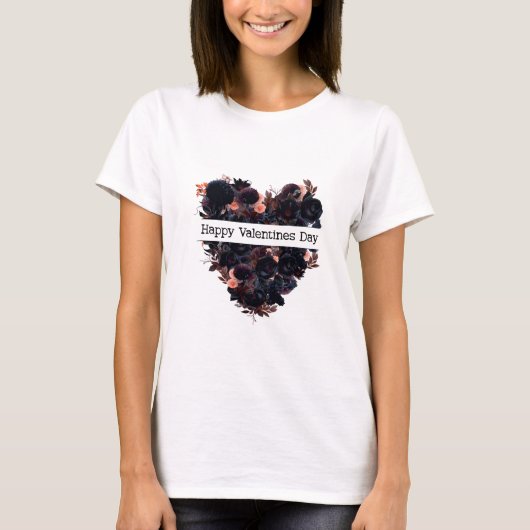 Gotisches Herz aus schwarzen Blume. Dunkle Romanti T-Shirt (Vorderseite)