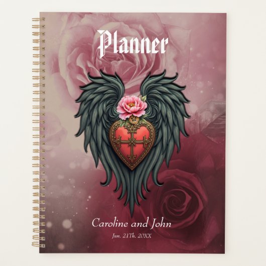 Gotisches Herz mit Blut und Flügeln Planer (Vorderseite)