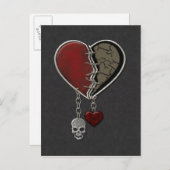 Gotisches Herz mit dem Schädel Postkarte (Vorne/Hinten)