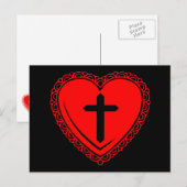 Gotisches Herz + Querpostkarte (Schwarzes + Rot) Postkarte (Vorne/Hinten)