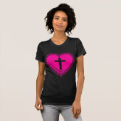 Gotisches Herz + QuerShirt (Schwarzes + Rosa) T-Shirt (Vorne ganz)