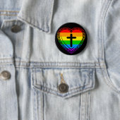 Gotisches Herz u. Kreuz (Schwarzes + Regenbogen) Button (Beispiel)