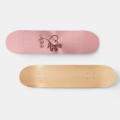 Gotisches Herz und Rose auf Rose-Gold mit Monogram Skateboard (Horizontal)