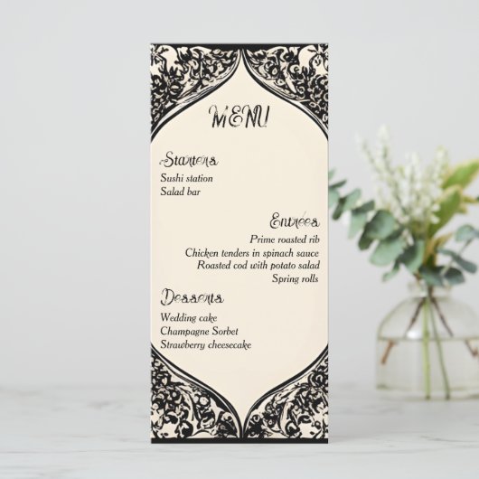 Gotisches Hochzeitsmenü Menükarte (Stehend Vorderseite)