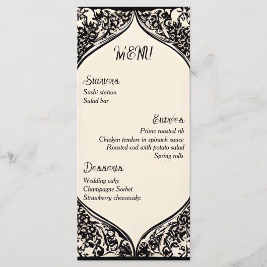 Gotisches Hochzeitsmenü Menükarte (Vorderseite)