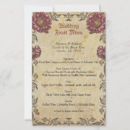 Gotisches Hochzeitsmenü mit dunklen Blumen und Vin