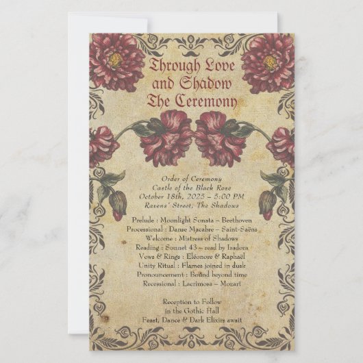 Gotisches Hochzeitsprogramm mit altem Papier und D (Vorderseite)