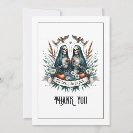 Gotisches Hochzeitsszenario "Till Death Do us Part Dankeskarte (Vorderseite)