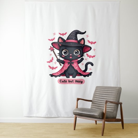 Gotisches Kätzchen in Rosa - süß, aber verzaubert  Wandteppich (Beispiel)