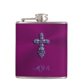 Gotisches Kreuz in Lila Form mit Monogramm Flachmann (Vorderseite)