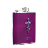 Gotisches Kreuz in Lila Form mit Monogramm Flachmann (Rechts)